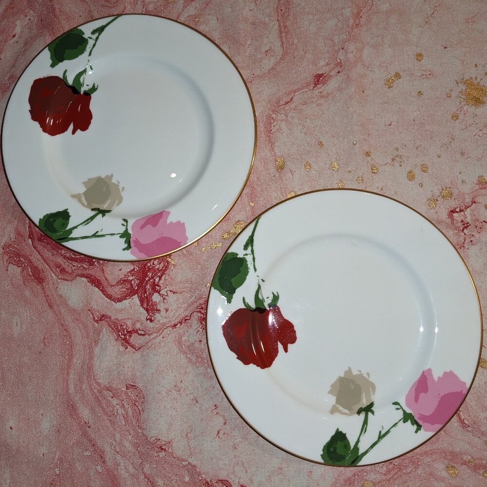 Set of 2 Lenox China Kate Spade Rose Park Salad Plates 9" Brand New